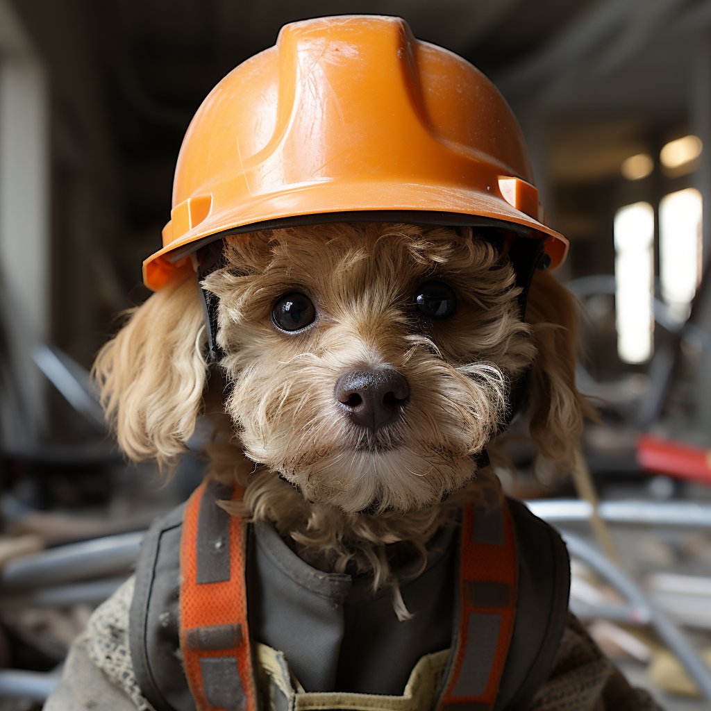 Hardworking Construction Worker Funny Dog Canvas Art Prints