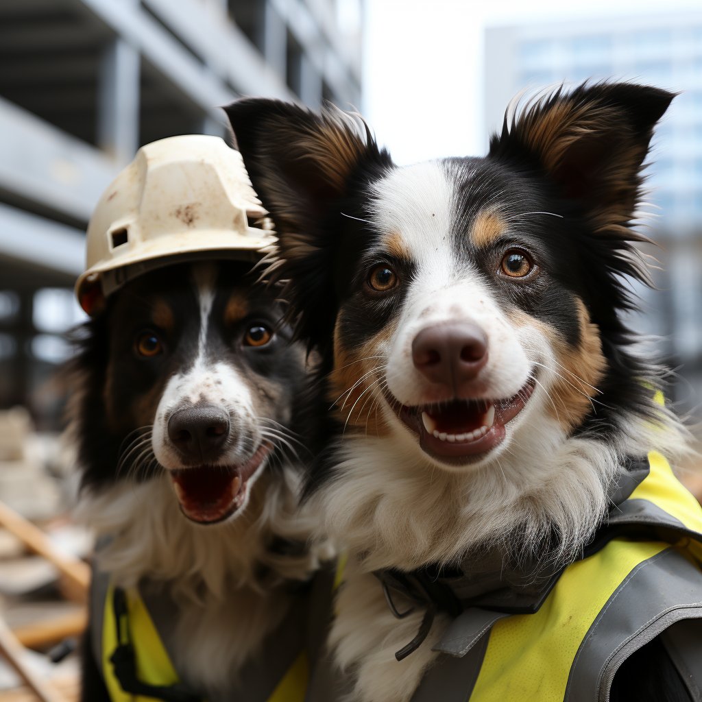 Experienced Construction Worker Dog Art Image Prints