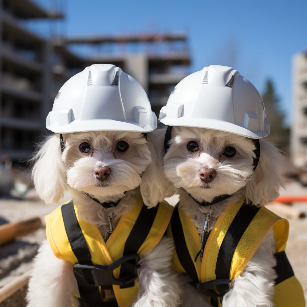 Safety-Conscious Construction Worker Personalised Dog Art Image