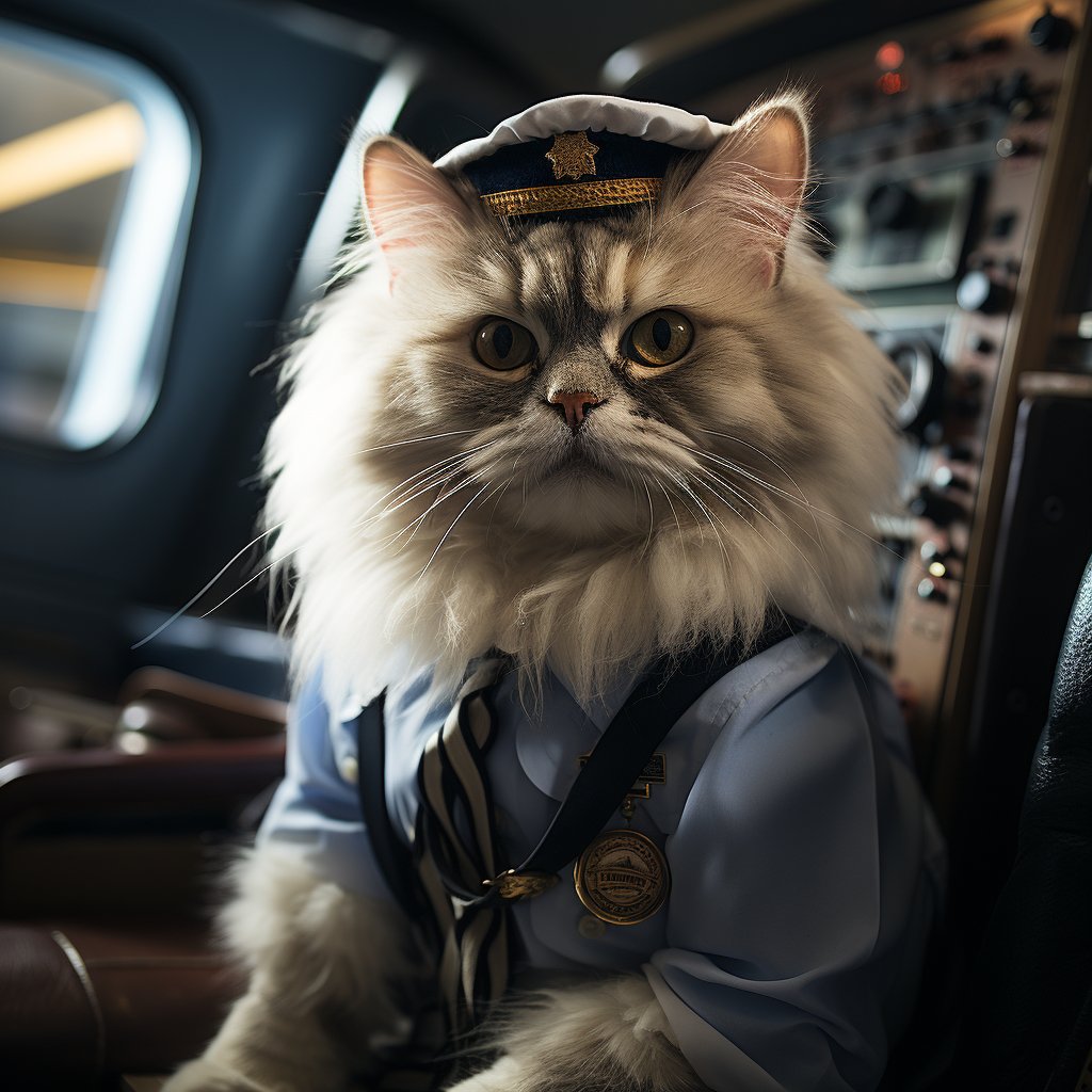 Seasoned Pilot Cat Canvas Art Photo