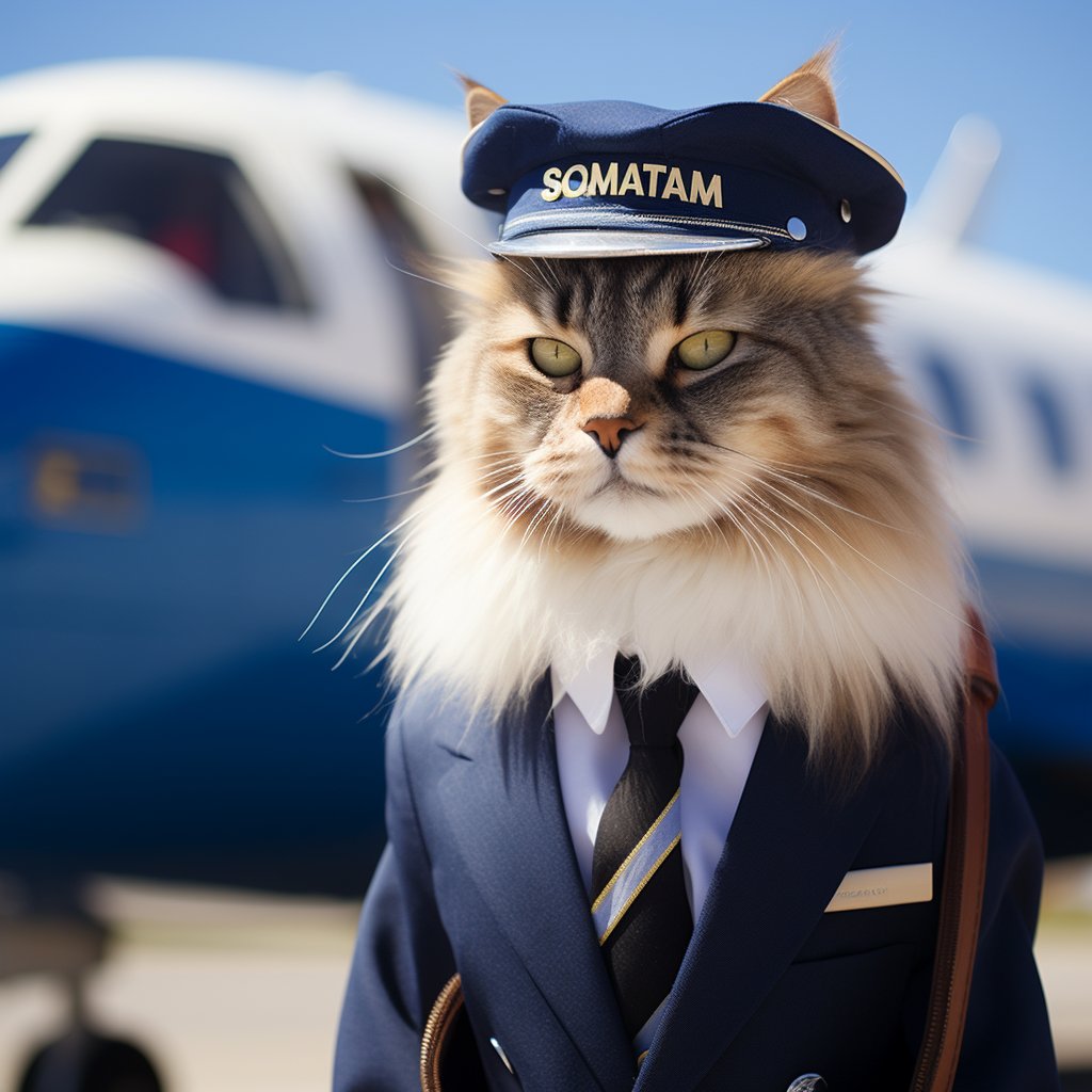 Skilled Aviator Cat Human Art Photo