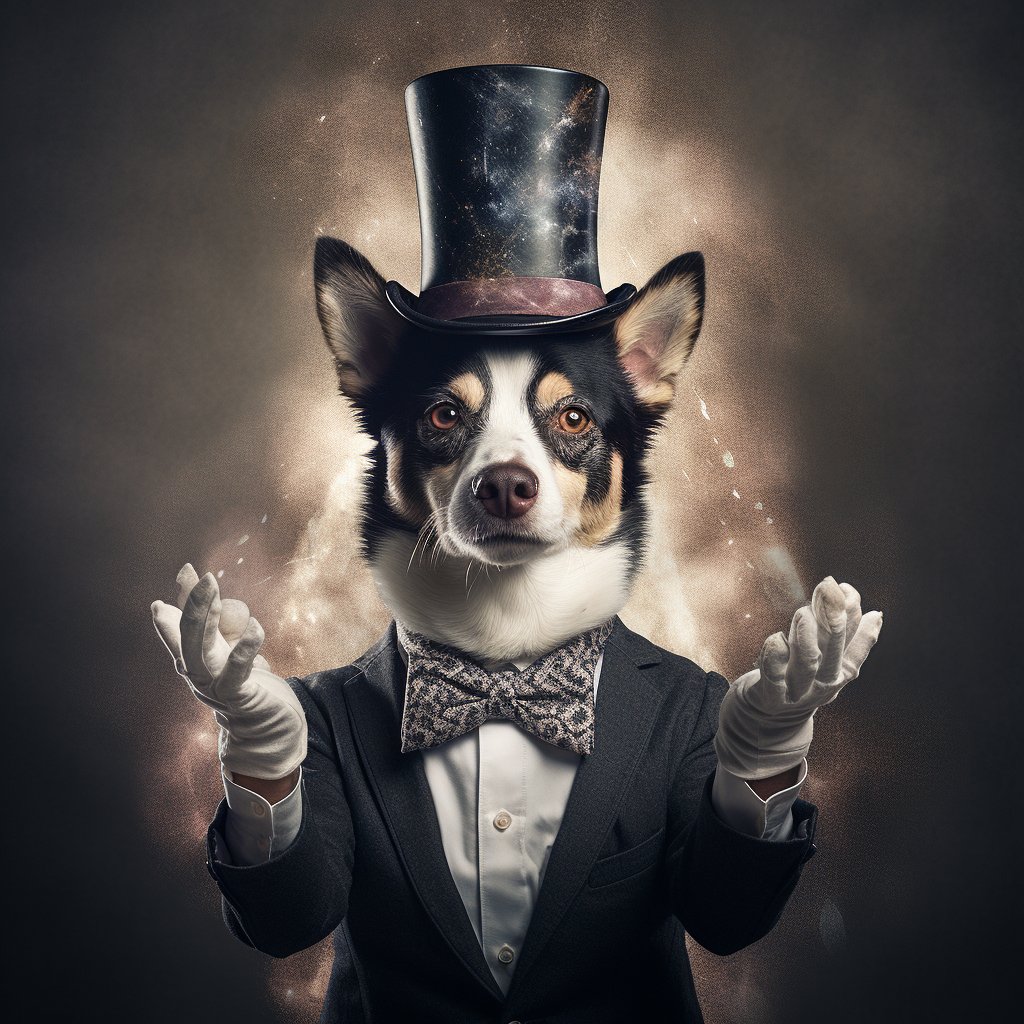 English Magician Dog Wall Art Image Prints