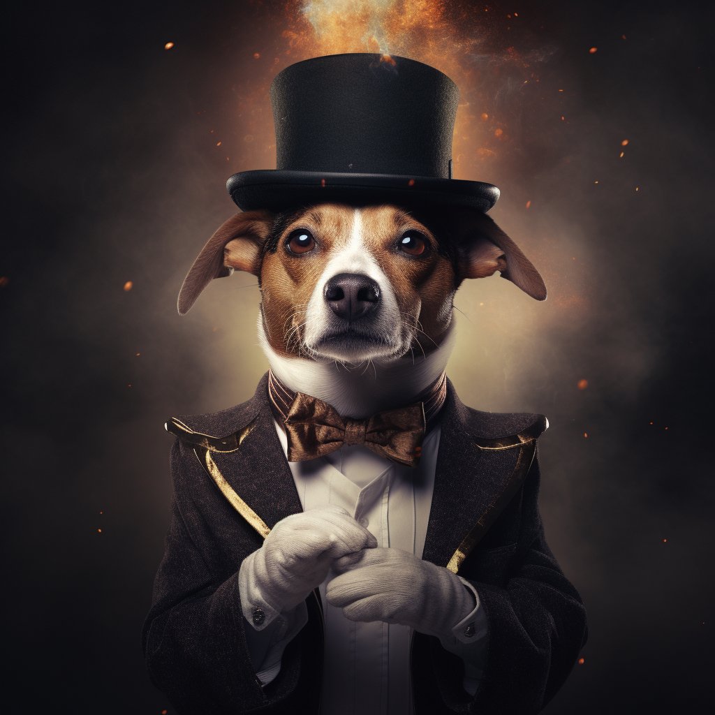 Funny Magician Dog Pop Art Photo