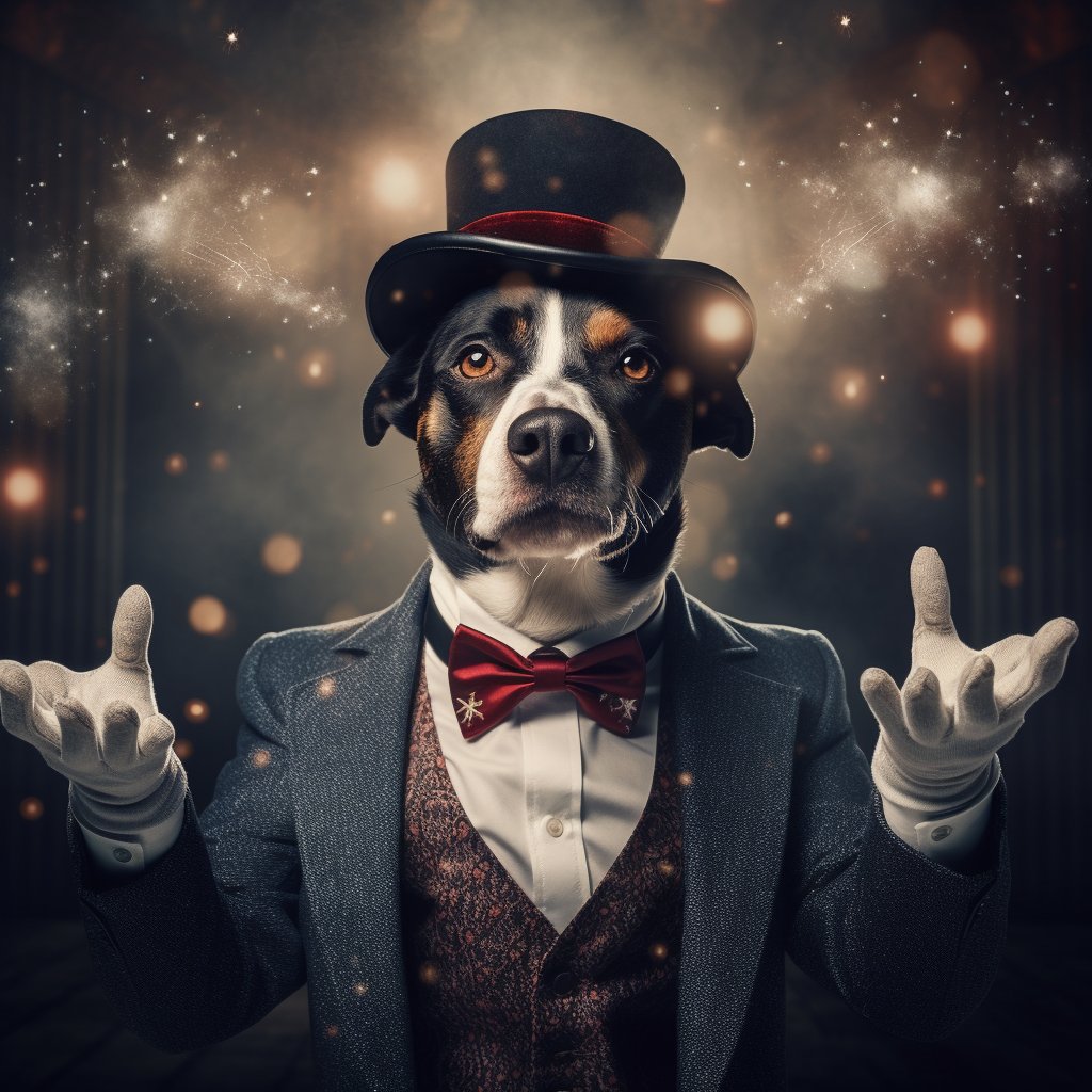 Black Magicians Cute Dog Art Photo