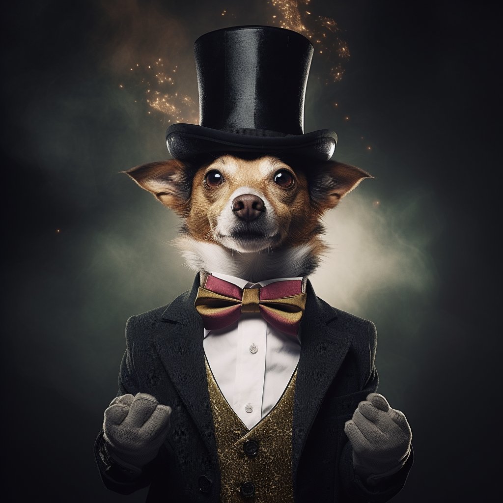 Stage Magician Dog Canvas Art Photo