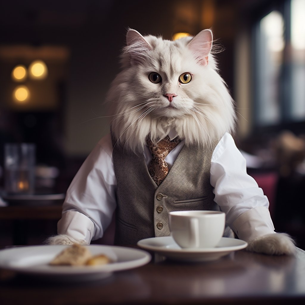 Efficient Waiter Big Cat Art Picture