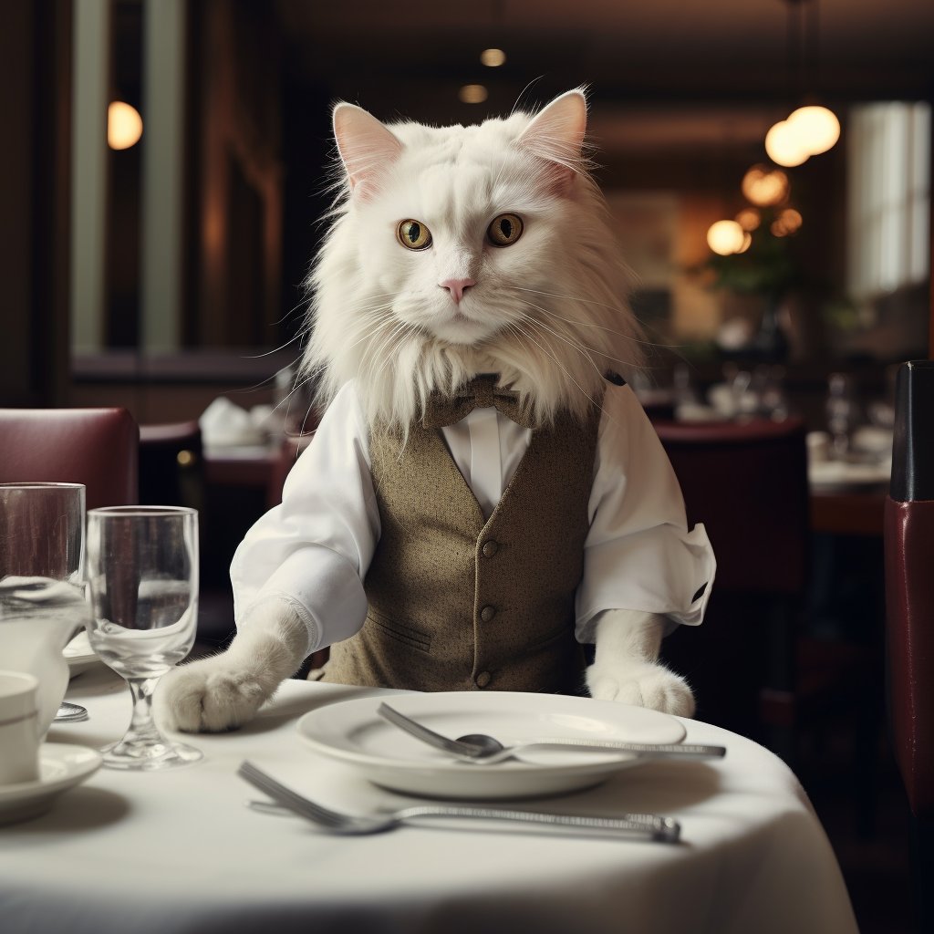 Professional Waiter Artistic Picture Cat