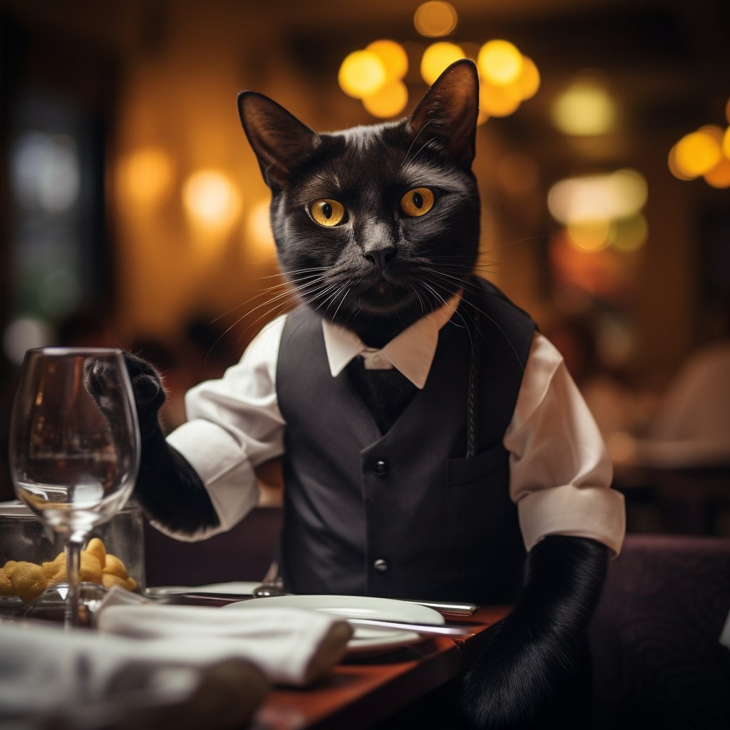 Grateful Waiter Big Cat Wall Art Picture