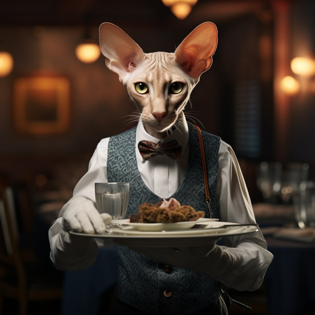 Conscientious Banquet Waiter Contemporary Cat Art Picture