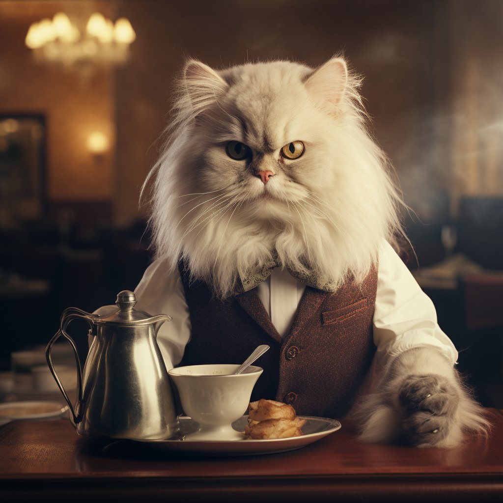 Exceptional Banquet Waiter Cat Artwork Pic