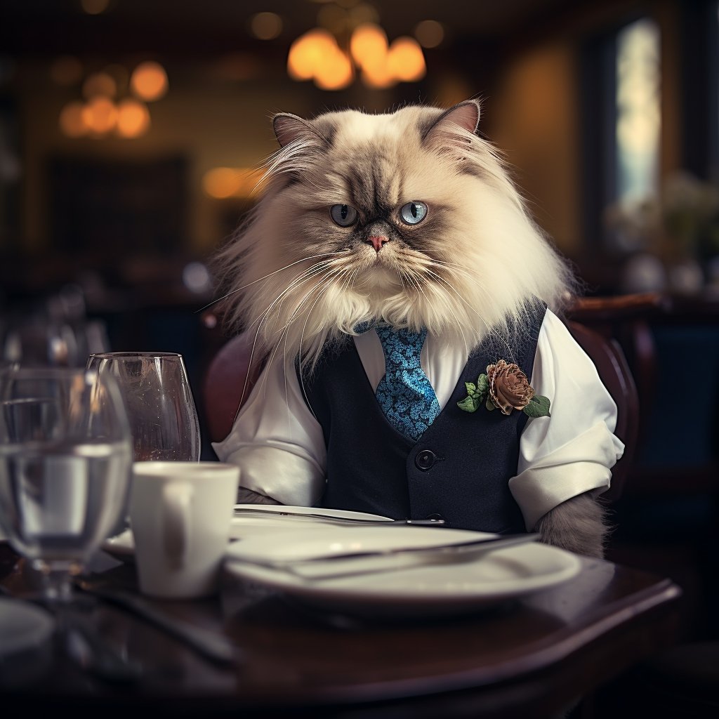 Helpful Banquet Waiter Cat Art Pic Prints