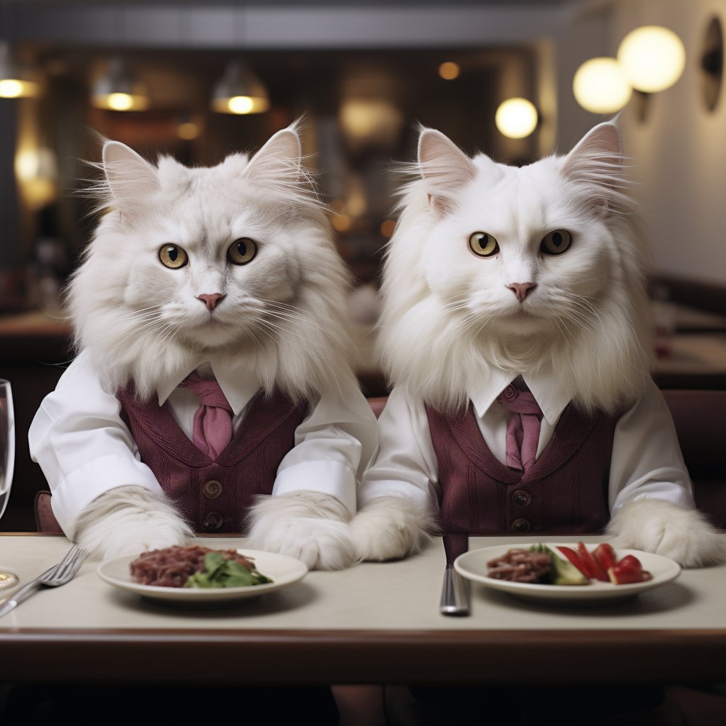 Respectful Waitstaff Cute Cat Digital Art Pic