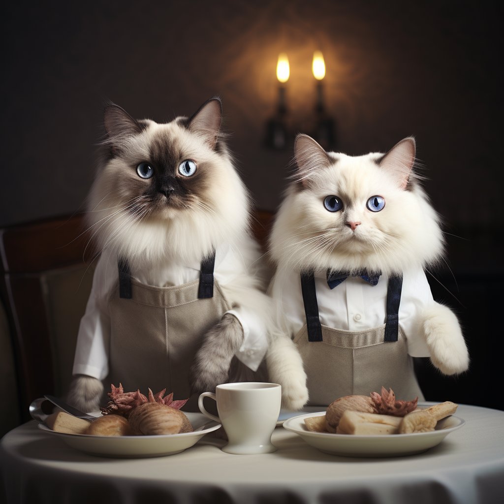 Welcoming Service Waitstaff Crazy Cat Art Pic