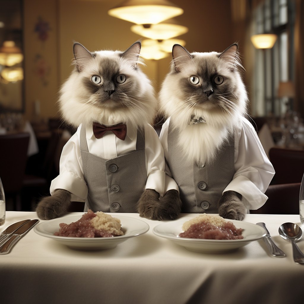 Hospitable Service Waitstaff Old Cat Art Pic