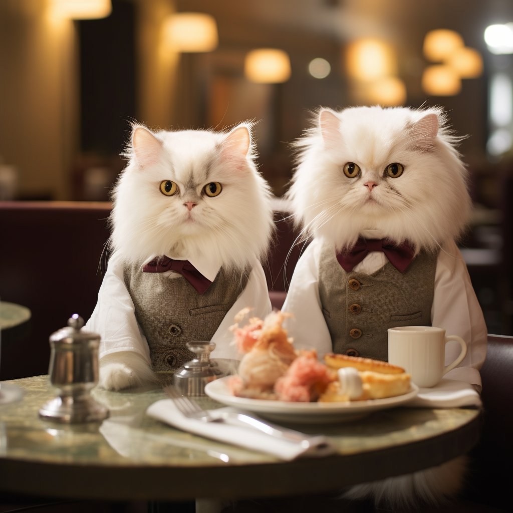 Professional Service Waiter Cat Digital Artwork