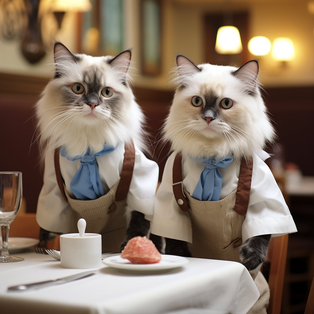 Cat Digital Art Respectful Service Waiter