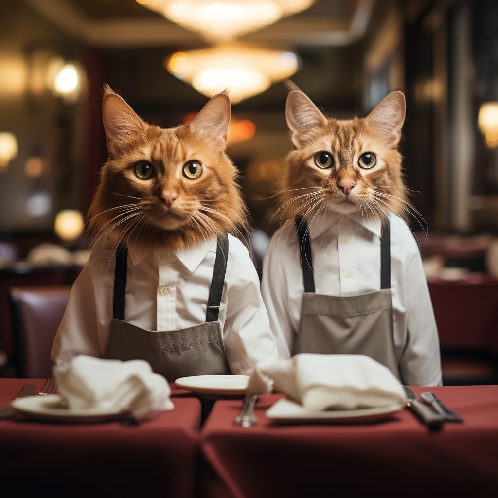 Energetic Banquet Waiter Weird Cat Digital Art