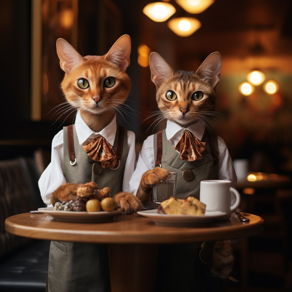 Friendly Banquet Waiter Modern Cat Digital Art