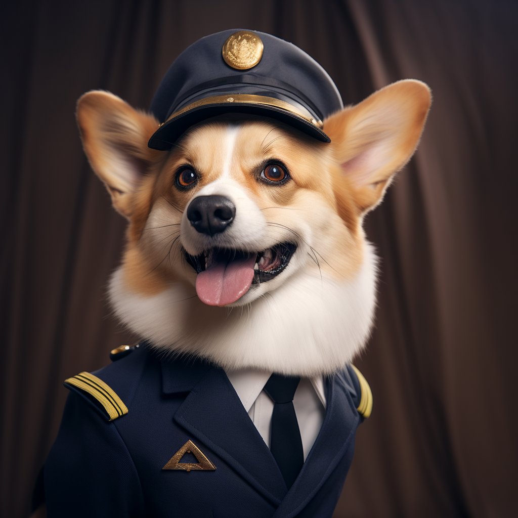 Well-Trained Pilot Realistic Dog Art Pic