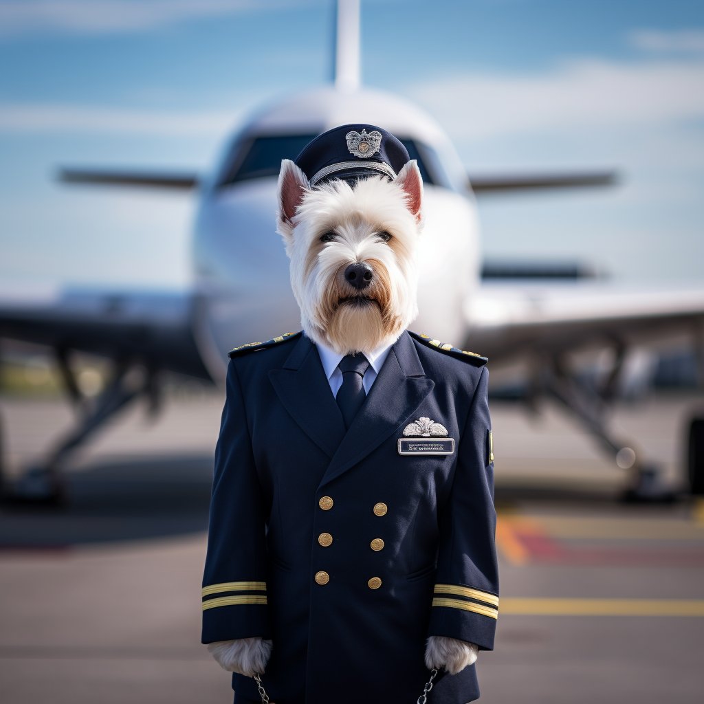 Well-Trained Aviator Dog Digital Art Painting