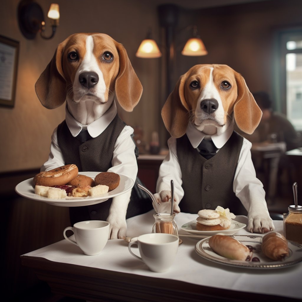 Polite Waiter Dog Digital Artwork Prints