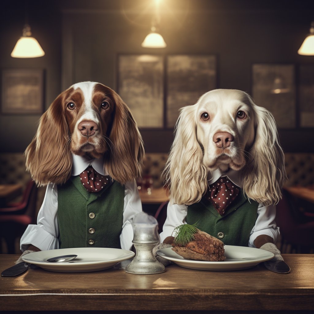 Charming Service Waiter Pop Digital Art Dog Portraits