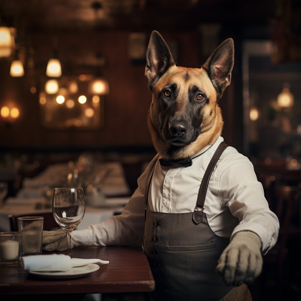 Well-Trained Dining Room Crew Dog Canvas Art Photograph