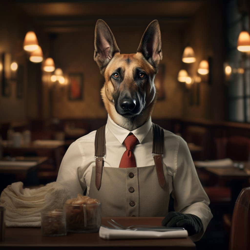 Courteous Waitstaff Members Dogs In Art Photograph