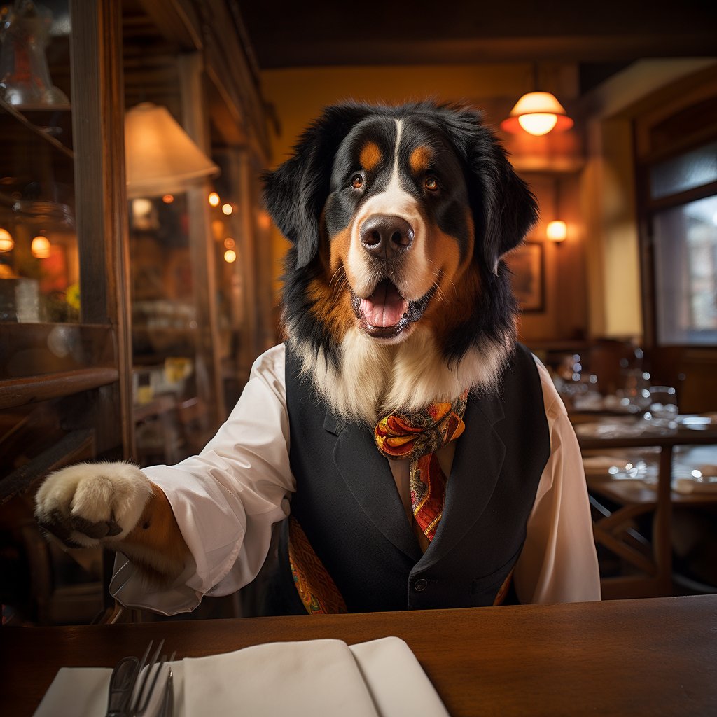 Efficient Waitstaff In The Dining Room English Bulldog Art Photograph