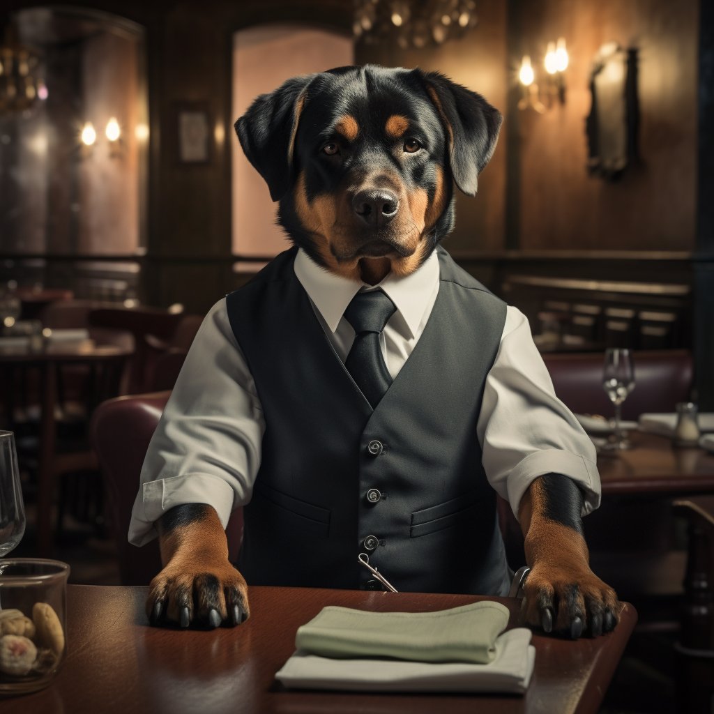 Well-Trained Waiter In The Establishment Artwork Photograph Of Your Dog