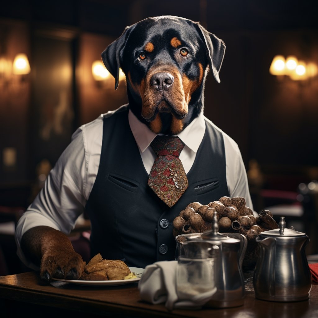 Attentive Restaurant Personnel Funny Dog Art Prints Photograph