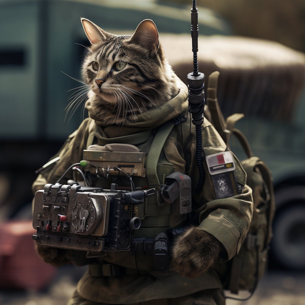 Solution-Oriented Signal Soldier Large Cat Art Photograph