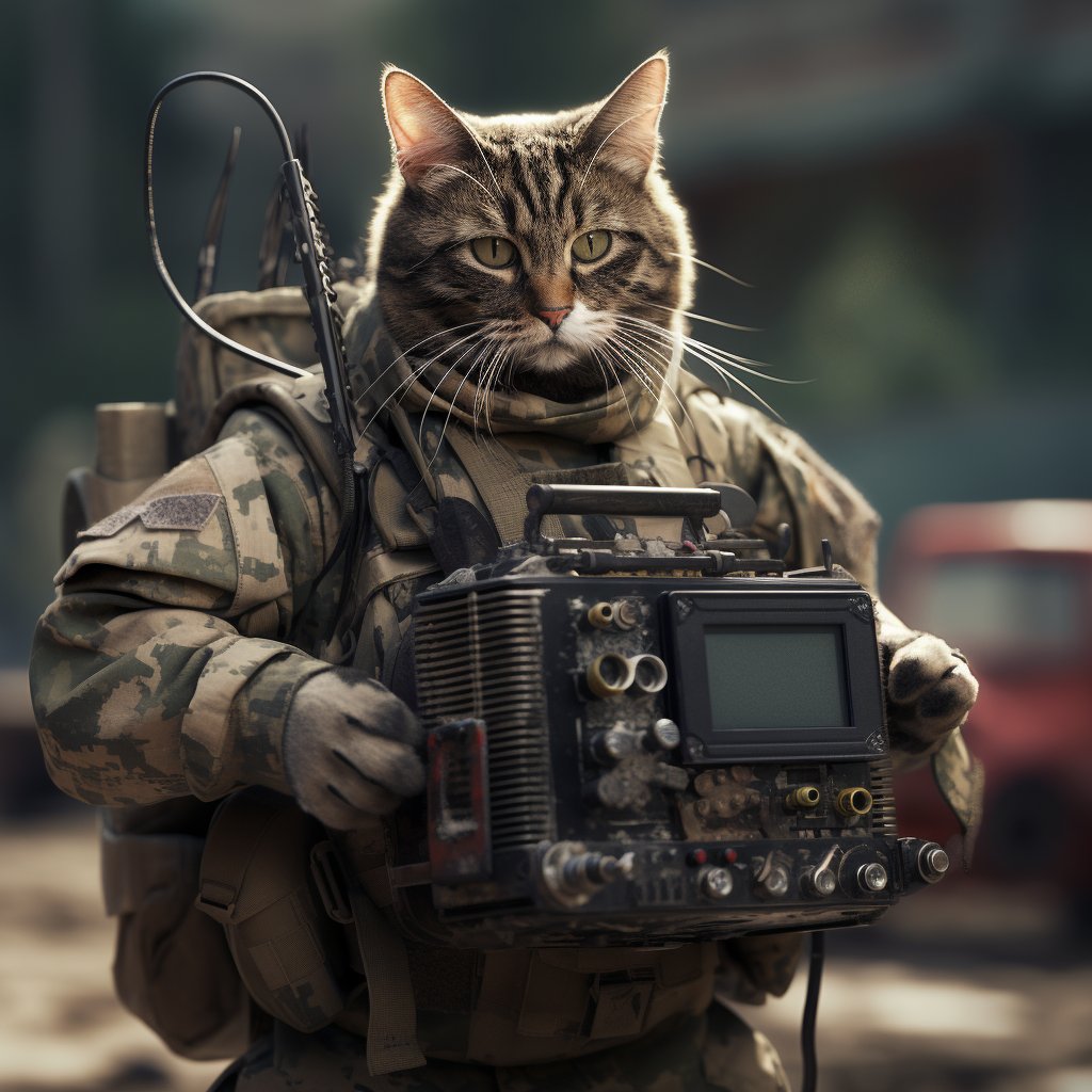 Strategic Signal Soldier Anthropomorphic Cat Art Photograph