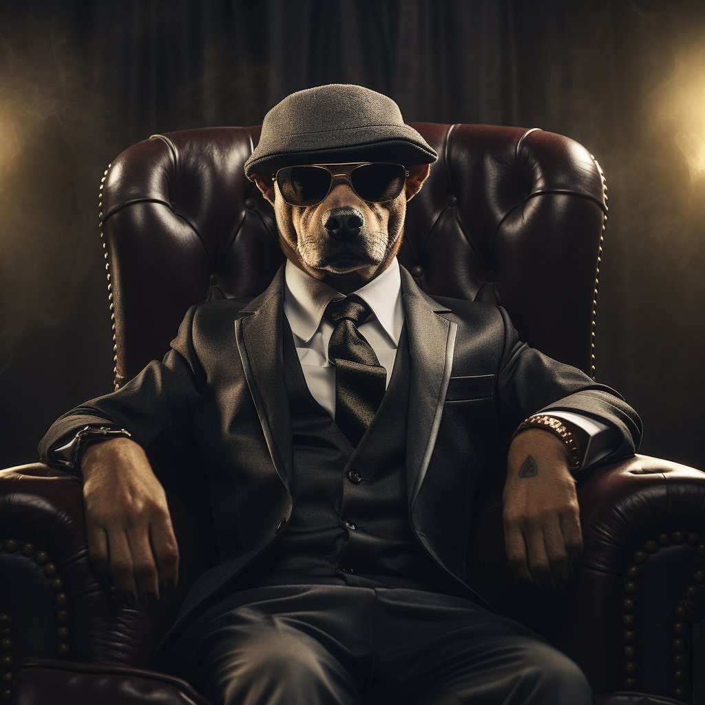 Shrewd Mafia Boss Bulldog Canvas Wall Art Prints