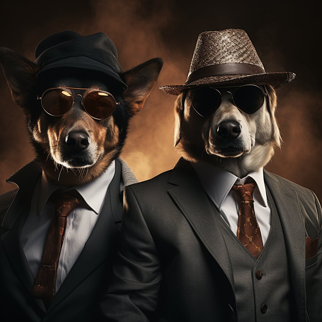 Cunning Mafia Boss Pet Portrait Art Image