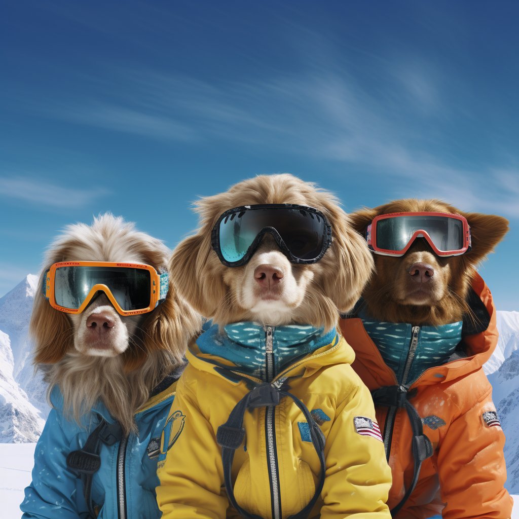 Ski Resort Vacationer Pet Portraits Oil On Canvas Wall Art