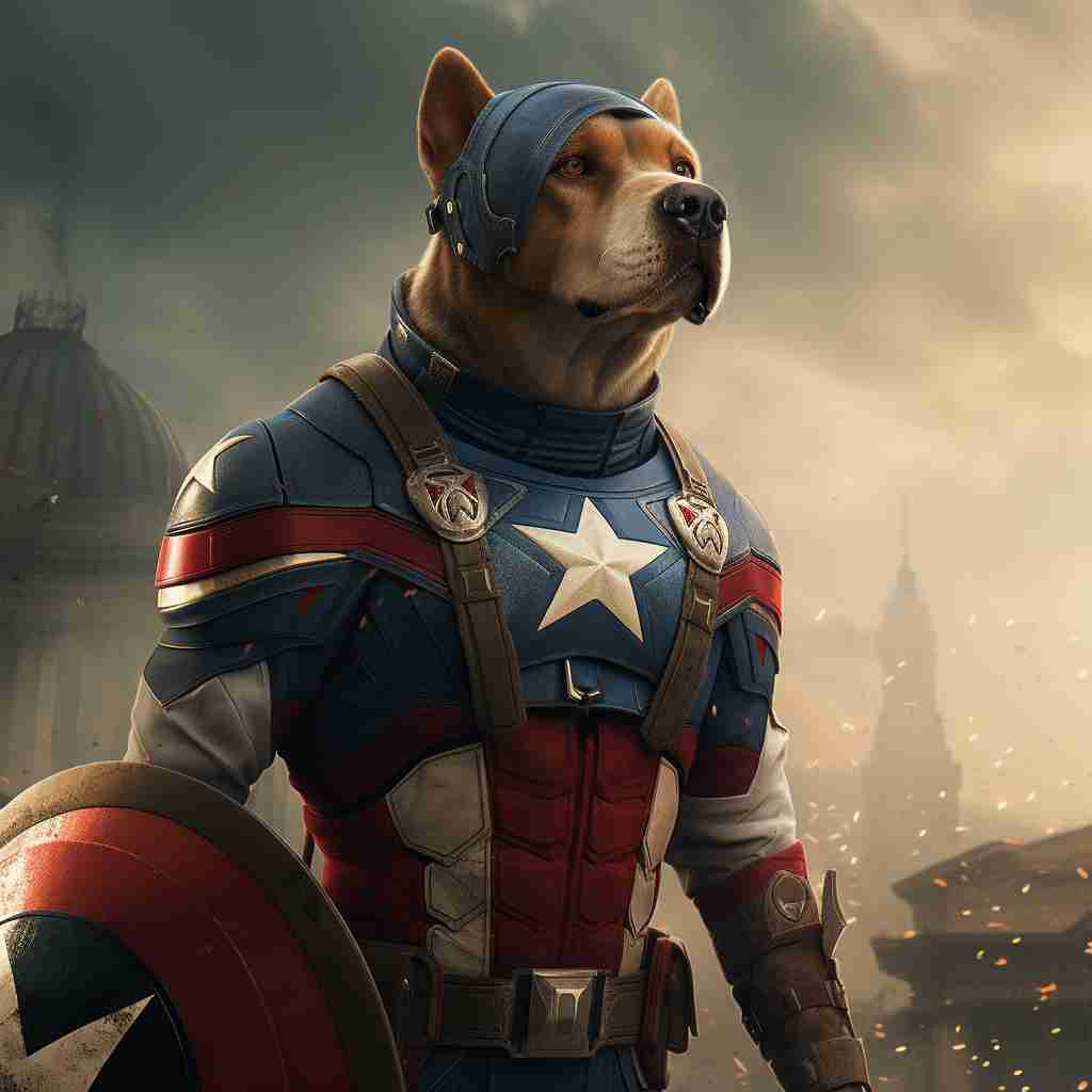 Invincible Captain America Pet Portraits Painting