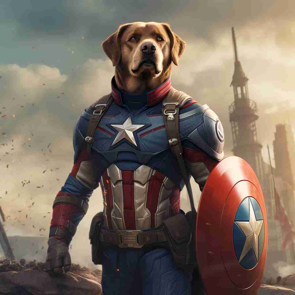 Captain America'S Limitless Might Pet Portrait