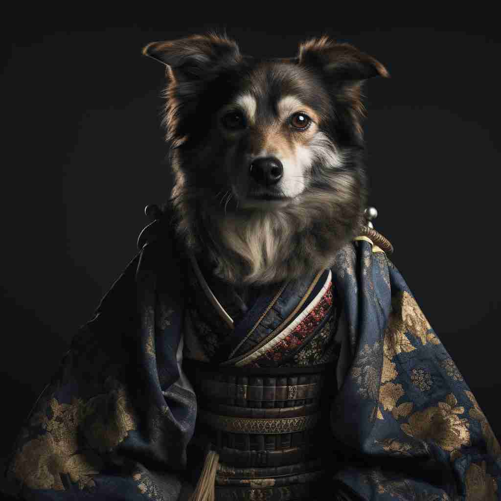 Stalwart Samurai Funny Pet Portraits Painting On Canvas