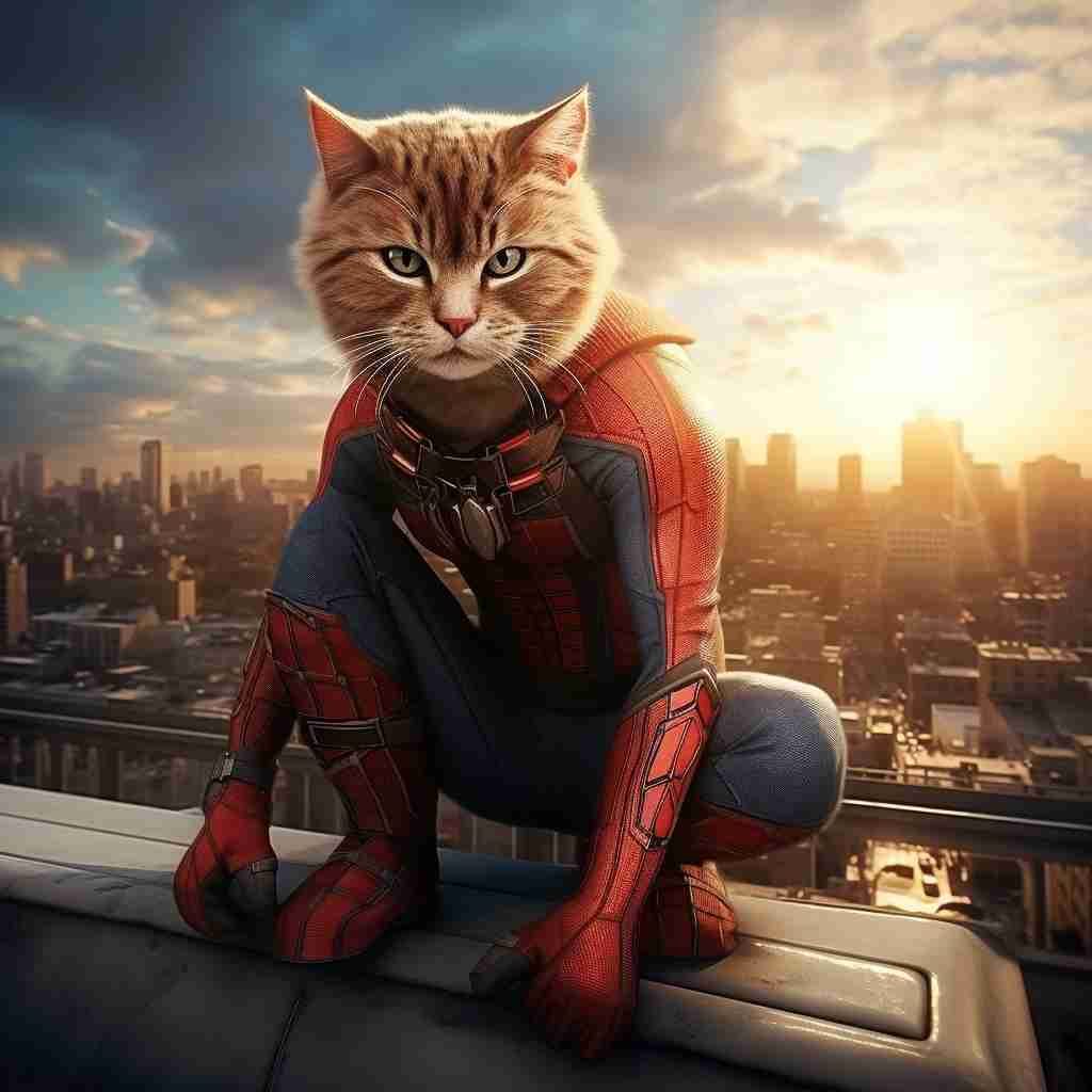 Mini Spiderman Silly Cat Canvas Images