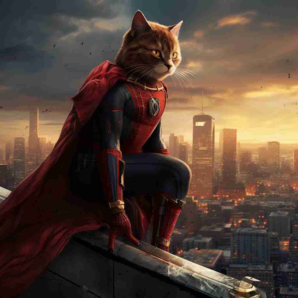 Funny Spider Man Little Cat Canvas Images