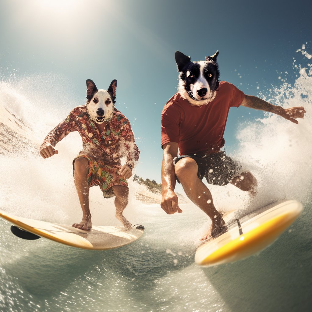 Multi-Panel Mastery: Furryroyal's Custom Canvas Surfing Adventure