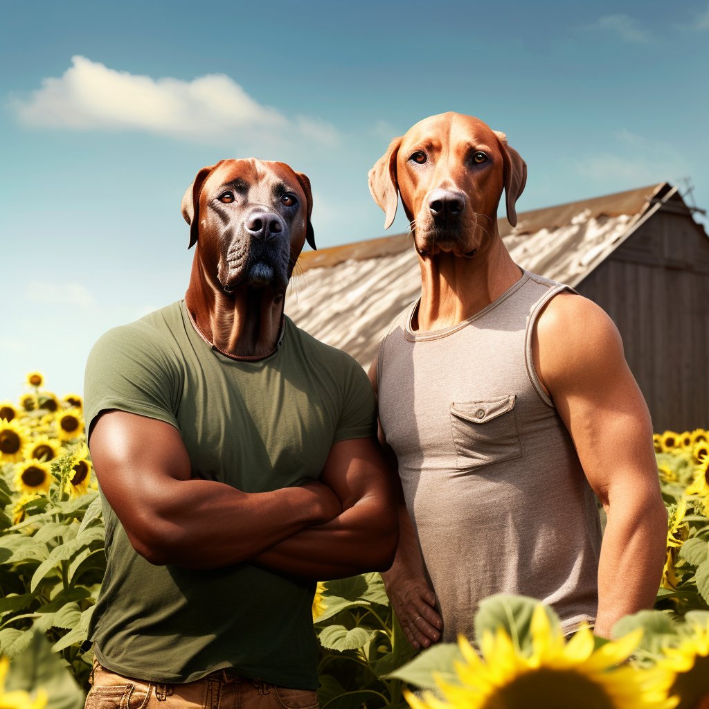 Sunflower Harvest Harmony: Furryroyal's Formal Pet Portraits Duo