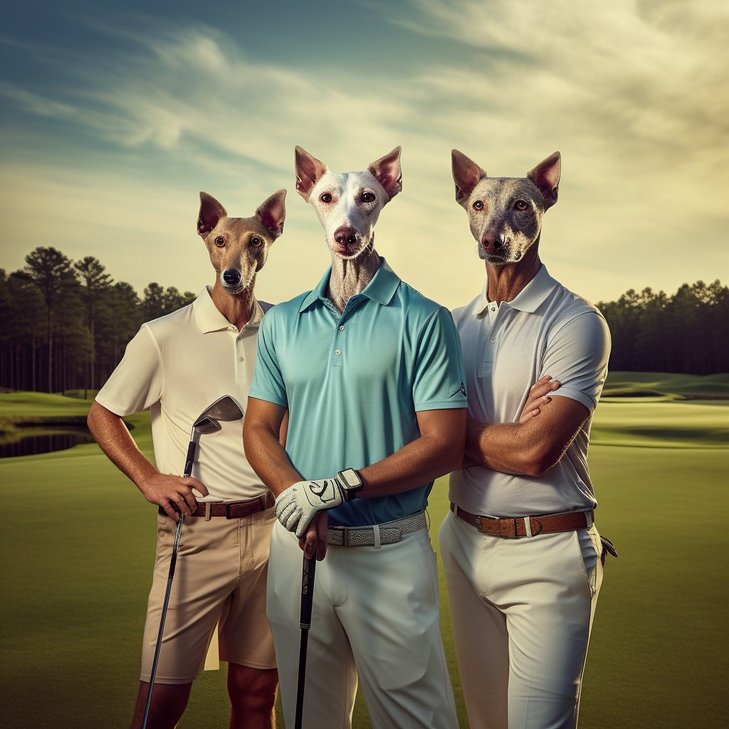 Furry Golf Harmony: Family Photo Canvas Print Extravaganza