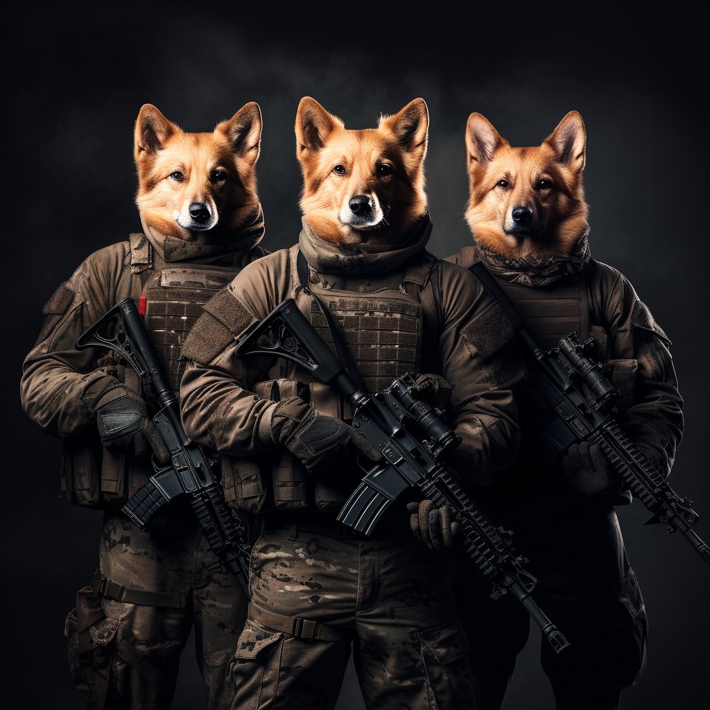 Canine Camaraderie: Furryroyal's Air Force Trio in Dog Pet Portrait Glory