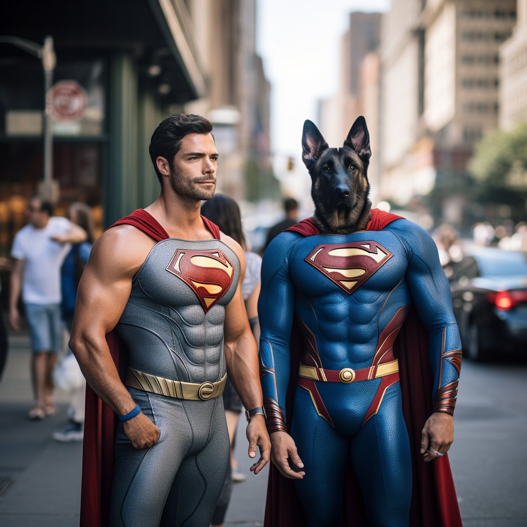 Superhero Duo: Immortalizing the Bond with Dog and Cat Canvas Prints