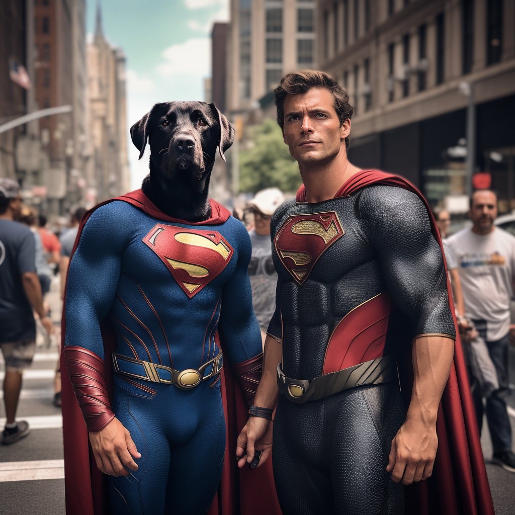 Heroic Hound: Superman-Inspired Paw Print Portrait