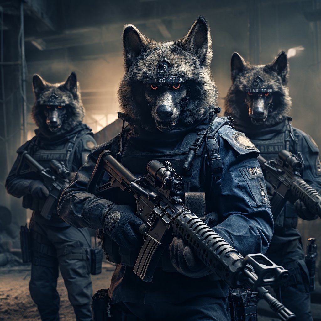 Brave Guardians: Police-Themed Portrait of Dog